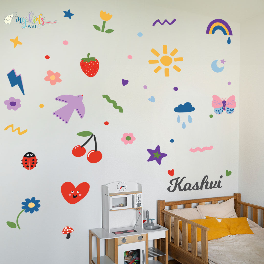 Personalized Doodle Wonderland Wall Stickers mockup 1