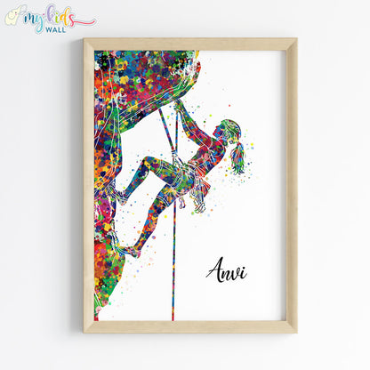 Rock Climbing Girl Personalized Wall Art (Framed)