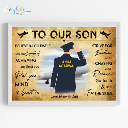 Aspiring Pilot Personalized Motivational Wall Art (Framed)