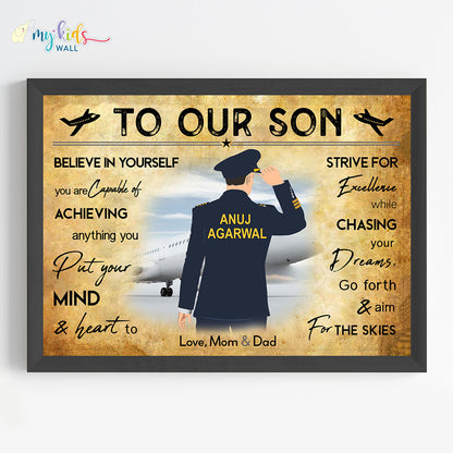 Aspiring Pilot Personalized Motivational Wall Art (Framed)