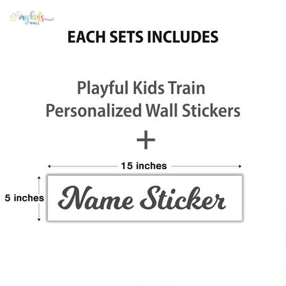Playful Kids Train Personalized Wall Stickers
