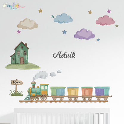 Playful Kids Train Personalized Wall Stickers