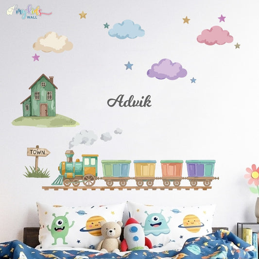 Playful Kids Train Personalized Wall Stickers