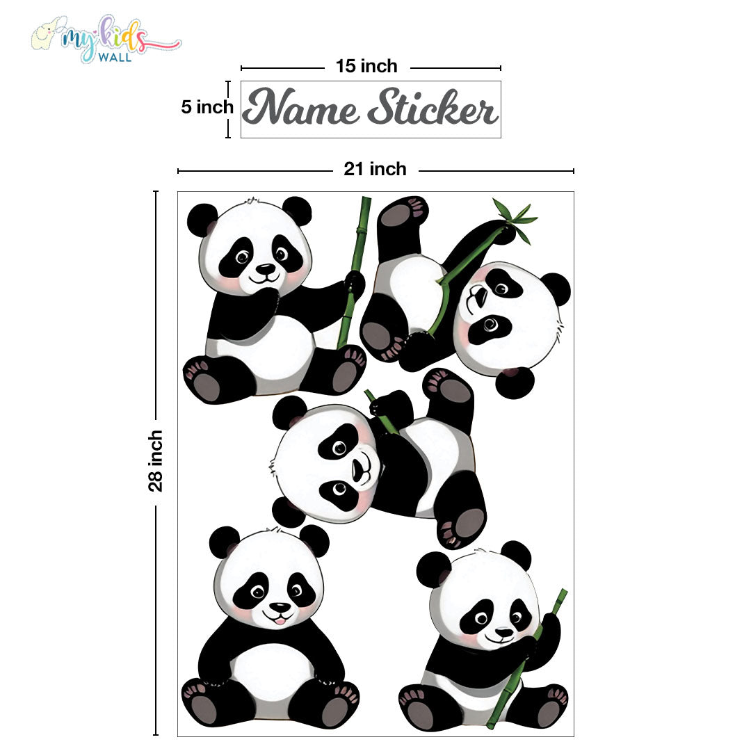 Playful Panda Wall Stickers Size Chart