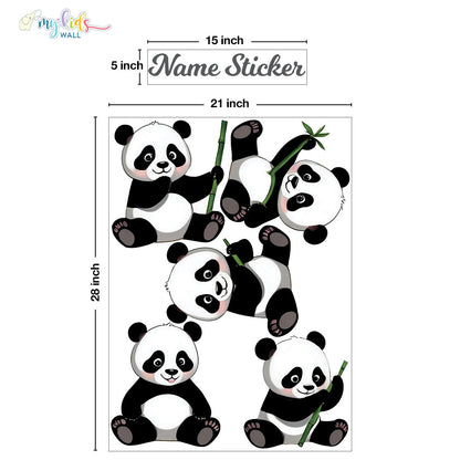 Playful Panda Wall Stickers Size Chart