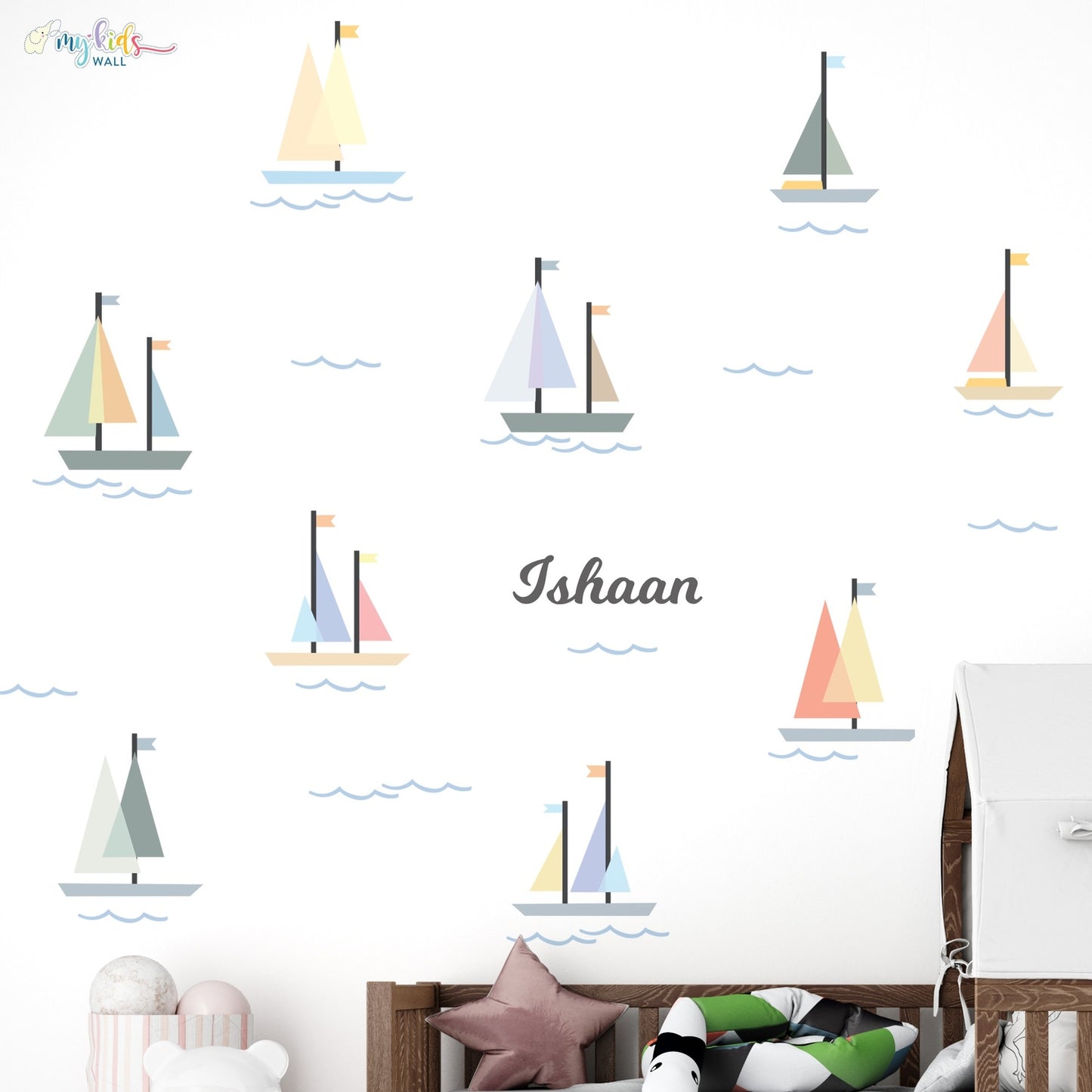 Playful Sailboat Personalized Wall Stickers