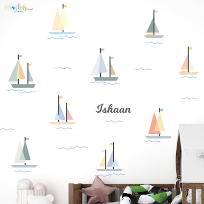Playful Sailboat Personalized Wall Stickers