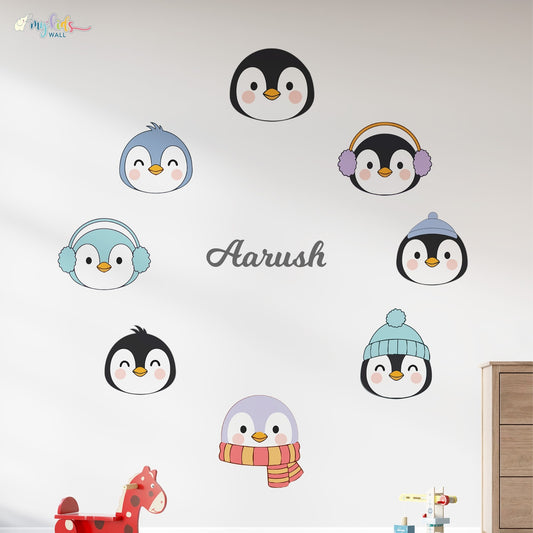 Playful Penguin Faces Personalized Wall Stickers