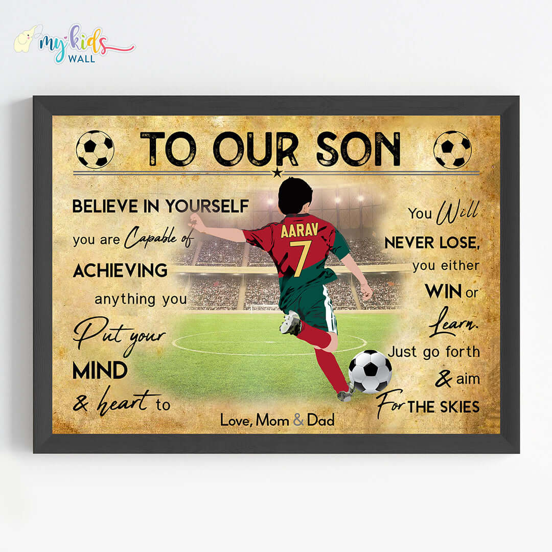 Motivational Portugal Football Player wall art black frame