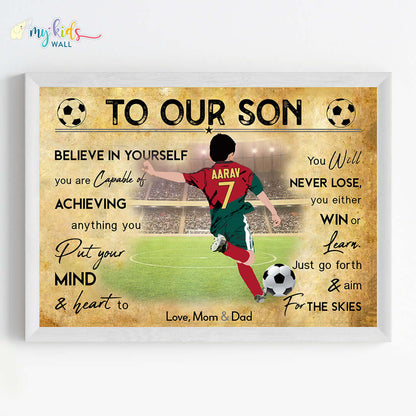 Motivational Portugal Football Player wall art white frame