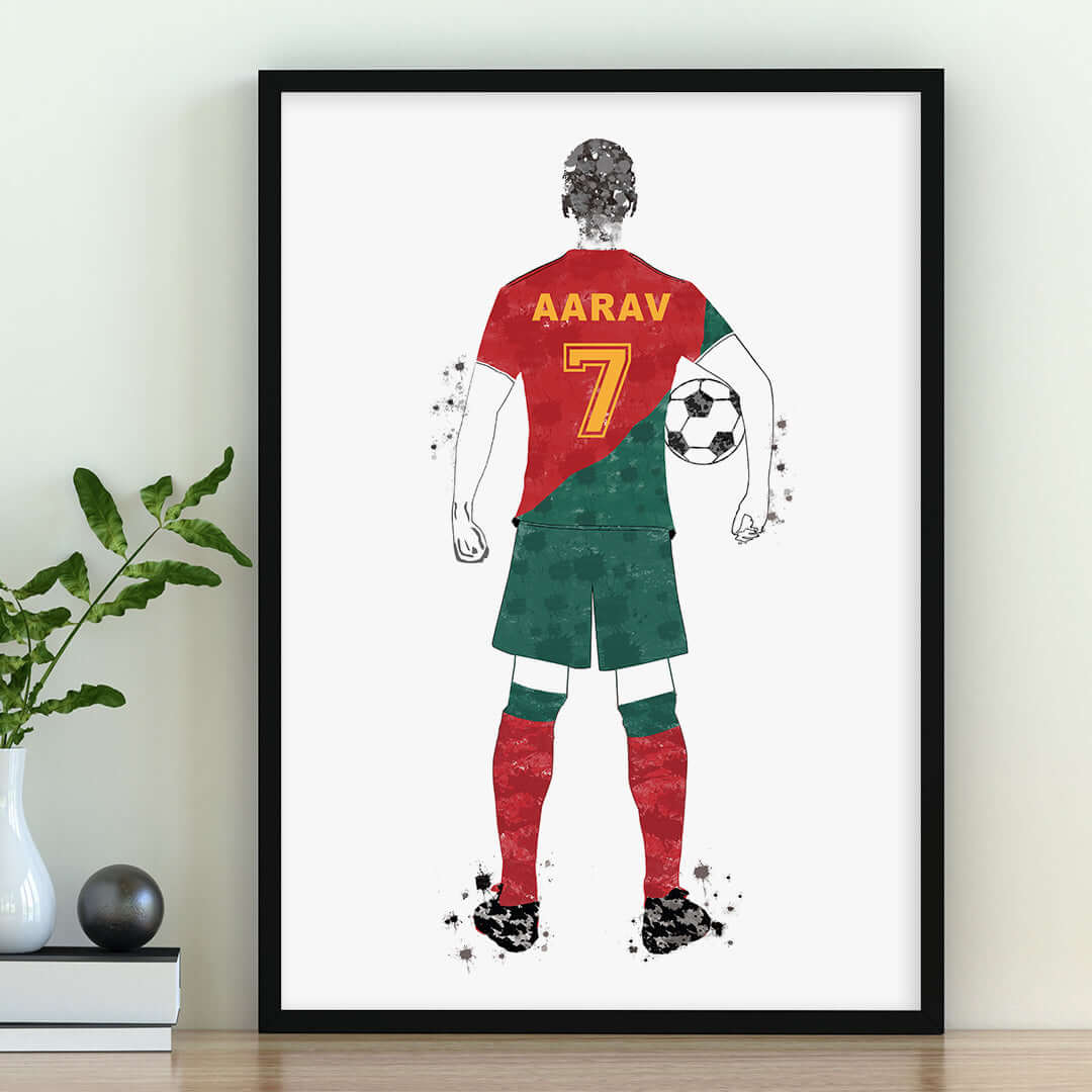 Portugal Inspirational football player wall art black frame