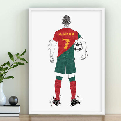 Portugal Inspirational football player wall art white frame