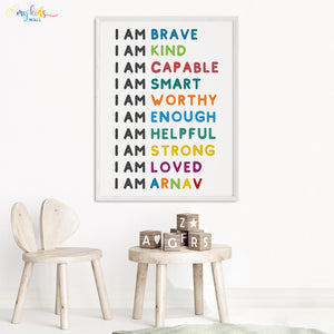 'Positive Affirmations & Emotions' Personalised Wall Art (Big Frame)