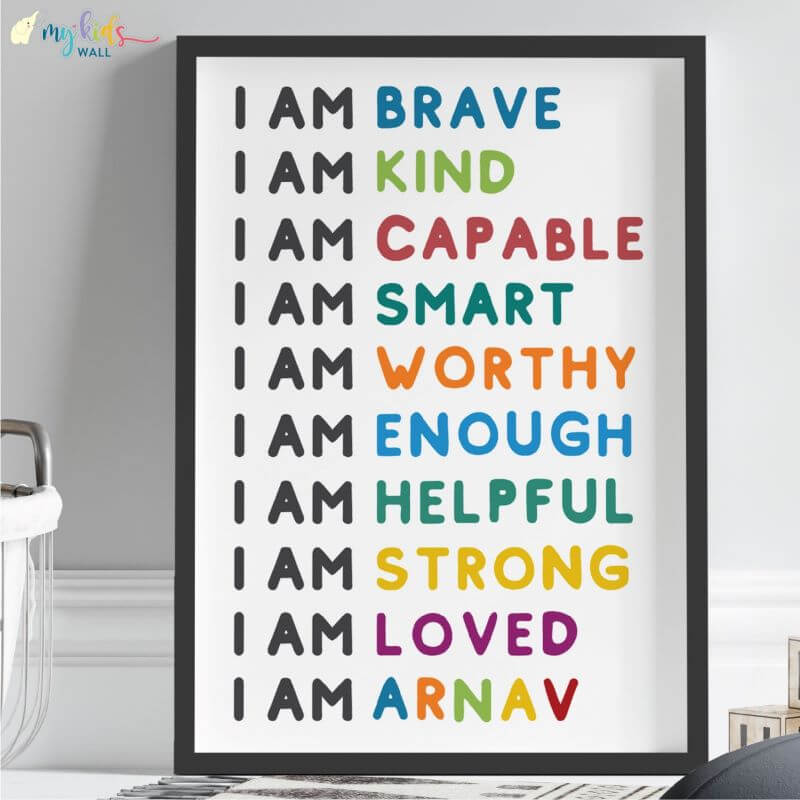 Positive affirmations quote wall art black frame