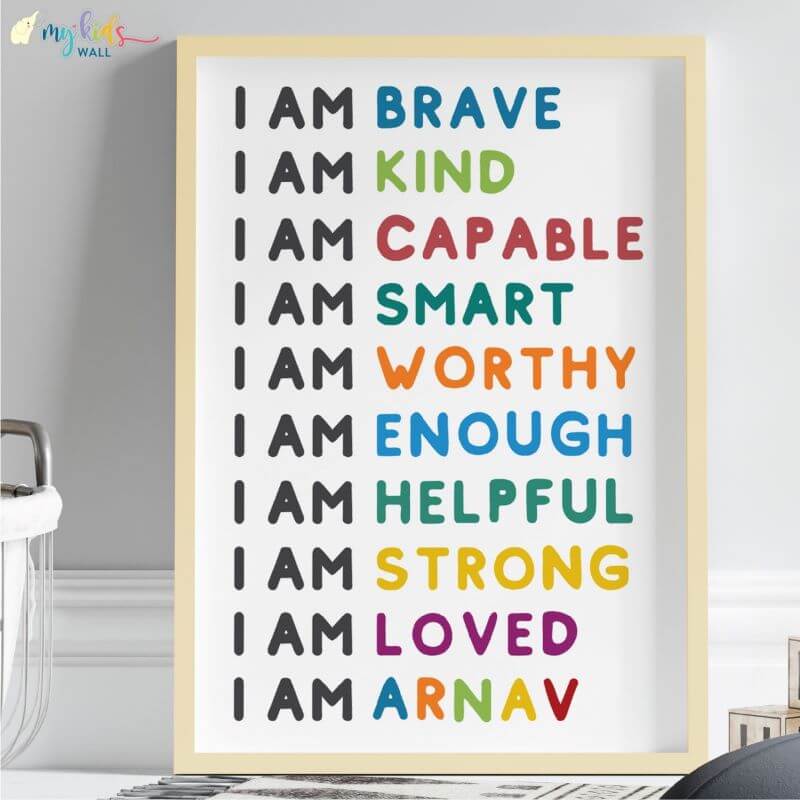 Positive affirmations quote wall art wooden frame