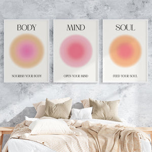 'Positive Aura' Mind-Body-Soul Wall Art (Framed Set of 3)
