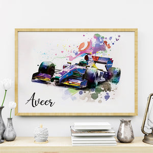 'Formula 1 Racer' Personalized Wall Art (Framed)