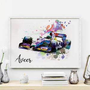 'Formula 1 Racer' Personalized Wall Art (Framed)