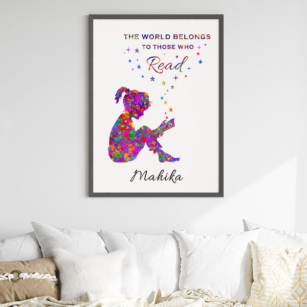 Load image into Gallery viewer, &#39;Reading Hobby&#39; Girl Personalised Wall Art (Big Frame)
