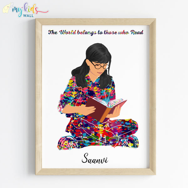Load image into Gallery viewer, &#39;Reading Girl&#39; Personalised Wall Art (Framed) New
