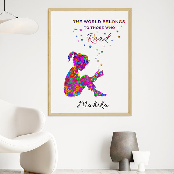 Load image into Gallery viewer, &#39;Reading Hobby&#39; Girl Personalised Wall Art (Big Frame)
