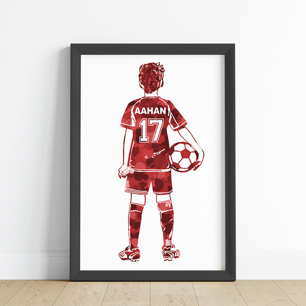 Load image into Gallery viewer, &#39;Football Player&#39; Kid Personalised Wall Art (Framed)
