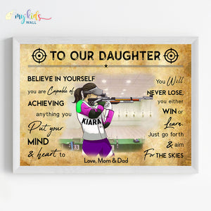 'Rifle Shooter' Girl Personalized Motivational Wall Art (Framed)