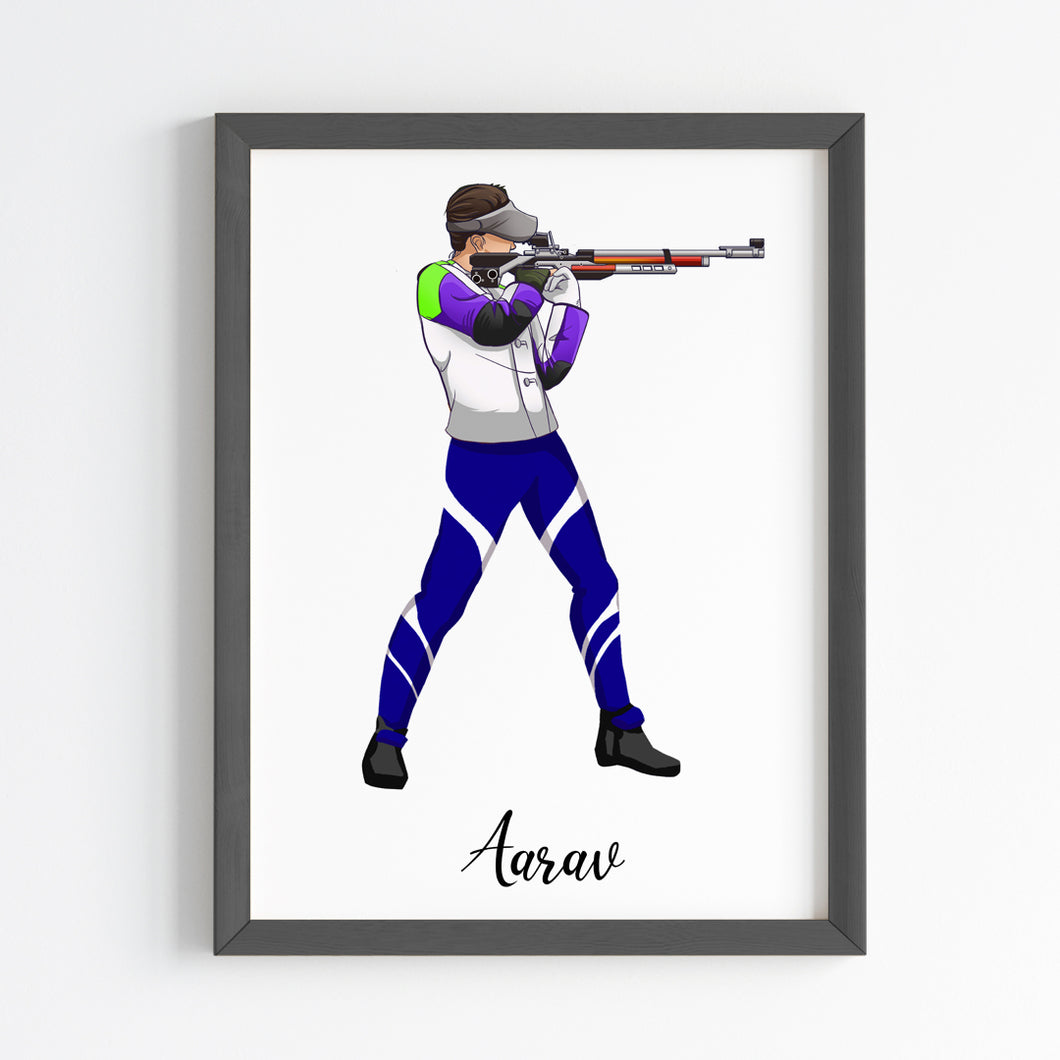 'Rifle Shooter' Boy Personalized Wall Art (Framed)