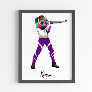 'Rifle Shooter' Girl Personalized Wall Art (Framed)