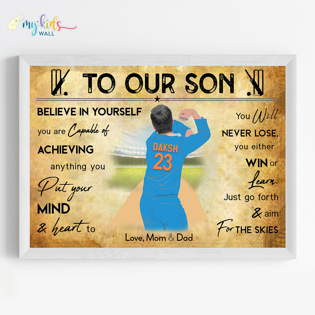 Cricket Leg Spinner Personalized Motivational Wall Art (Framed)