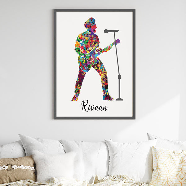 Load image into Gallery viewer, &#39;Rockstar Guitarist&#39; Personalized Wall Art (Big Frame)
