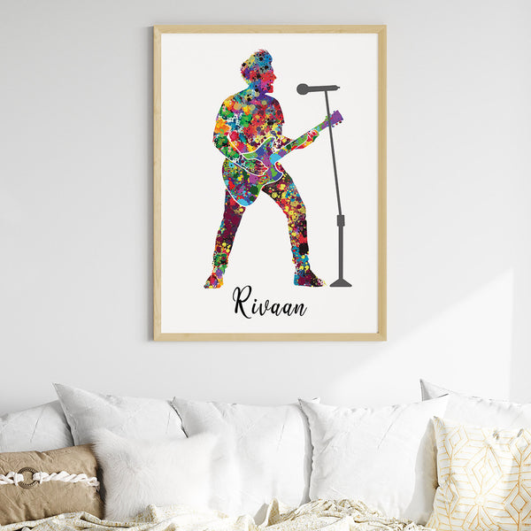 Load image into Gallery viewer, &#39;Rockstar Guitarist&#39; Personalized Wall Art (Big Frame)
