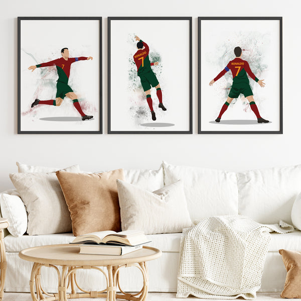 Load image into Gallery viewer, &#39;Cristiano Ronaldo&#39; Personalized Wall Art (Framed Set of 3)
