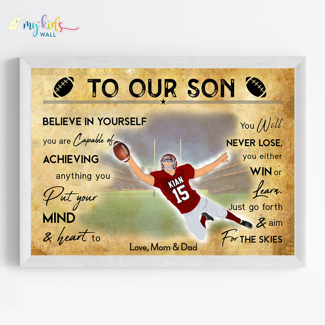 'Rugby Player' Catcher Personalised Motivational Wall Art (Framed)