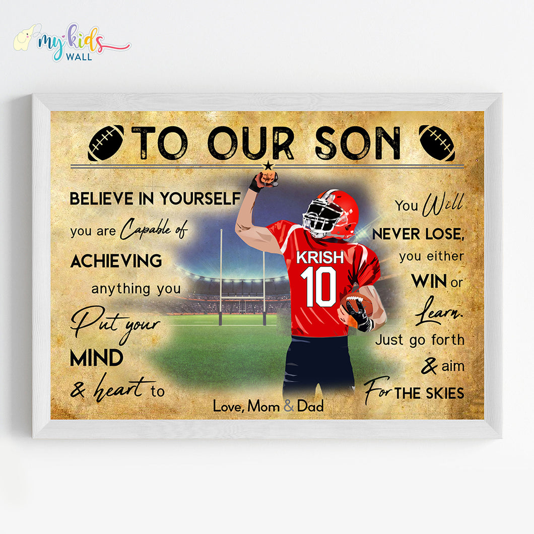 'Rugby Player' Personalised Motivational Wall Art (Framed)