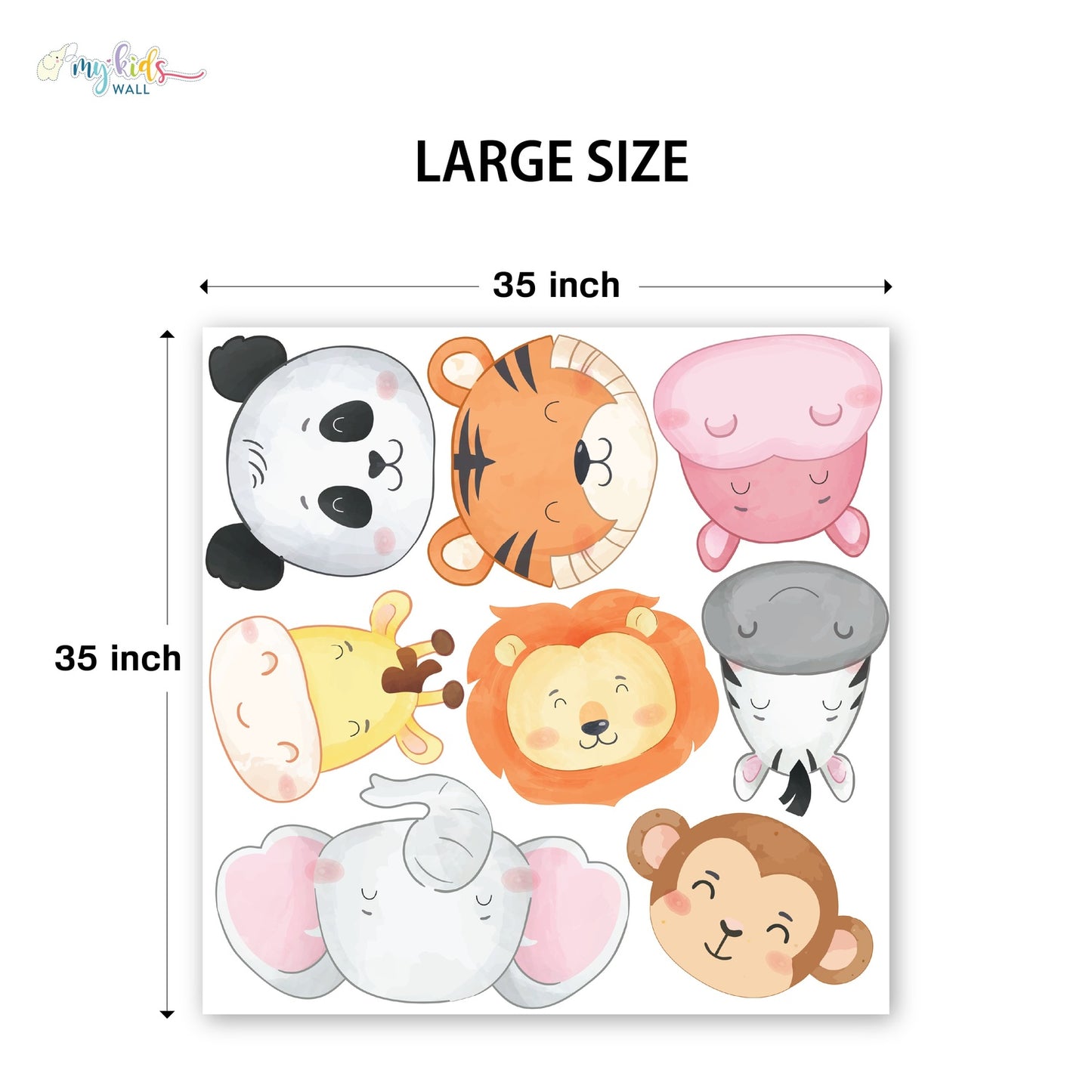 Safari Animals Cute Faces Personalized Wall Stickers