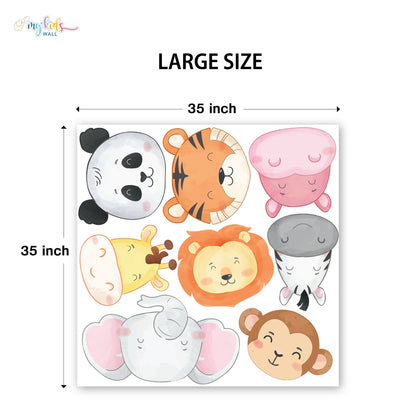 Safari Animals Cute Faces Personalized Wall Stickers