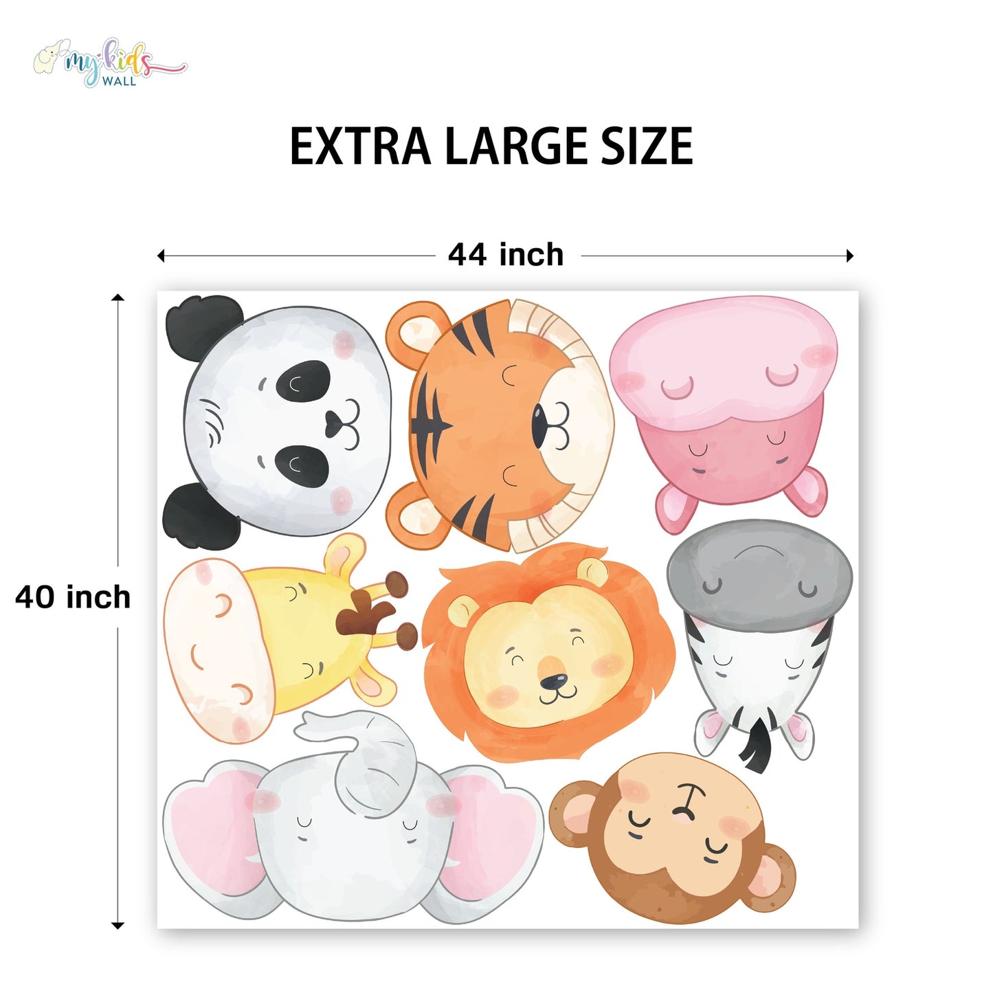 Safari Animals Cute Faces Personalized Wall Stickers