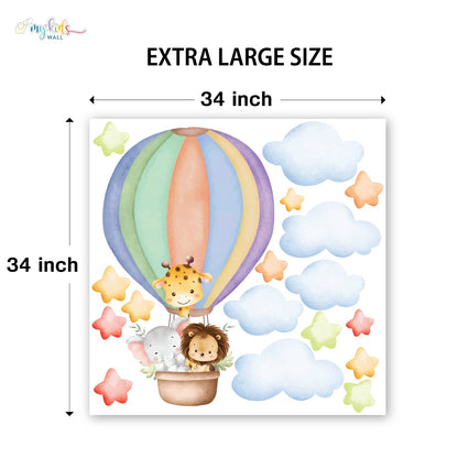 Safari Hot Air Balloon Adventure Personalized Wall Stickers