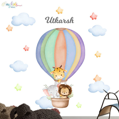 Safari Hot Air Balloon Adventure Personalized Wall Stickers