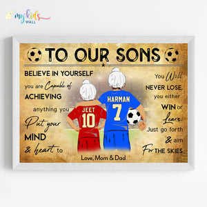 'Football Player' Sikh Brothers Personalized Motivational Wall Art (Framed)