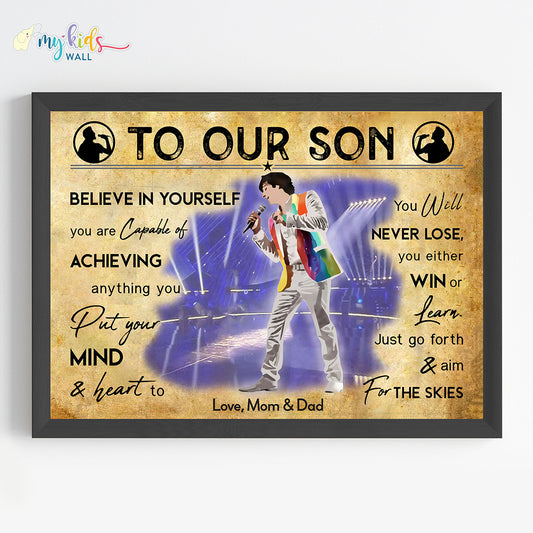 Singing Artiste Boy Personalized Motivational Wall Art (Framed)