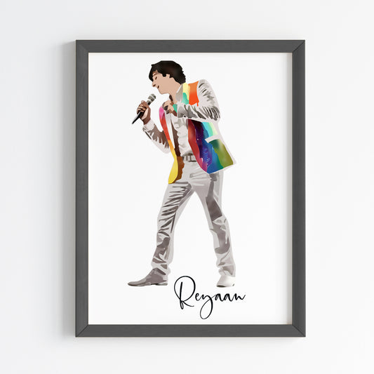 Singing Artiste Boy Personalized Wall Art (Framed)