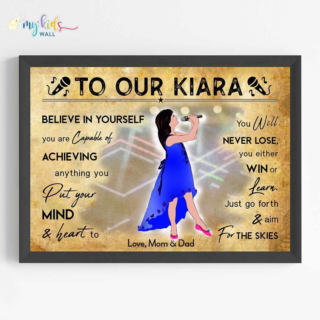 Singing Artiste Girl Personalized Motivational Wall Art (Framed)