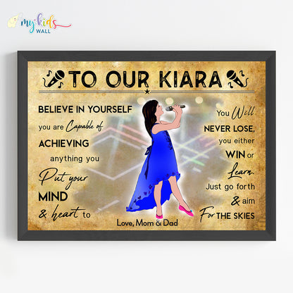 Singing Artiste Girl Personalized Motivational Wall Art (Framed)