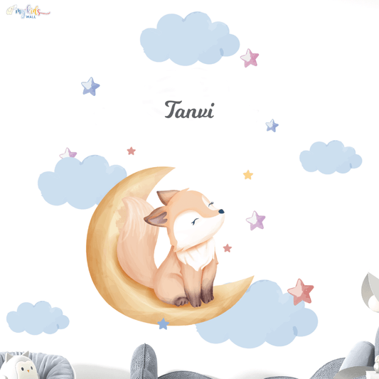 Sleeping Fox On Moon Personalized Wall Stickers