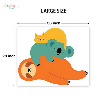 Sleeping Sloth, Koala & Cat Personalized Wall Stickers