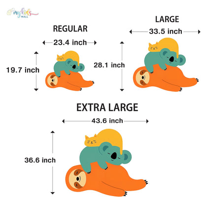 Sleeping Sloth, Koala & Cat Personalized Wall Stickers