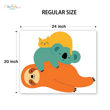 Sleeping Sloth, Koala & Cat Personalized Wall Stickers