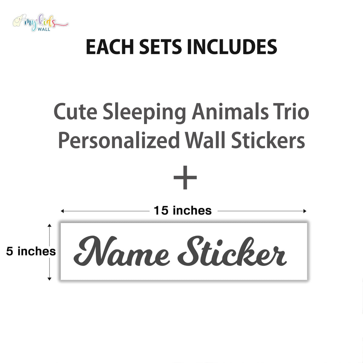 Sleeping Sloth, Koala & Cat Personalized Wall Stickers